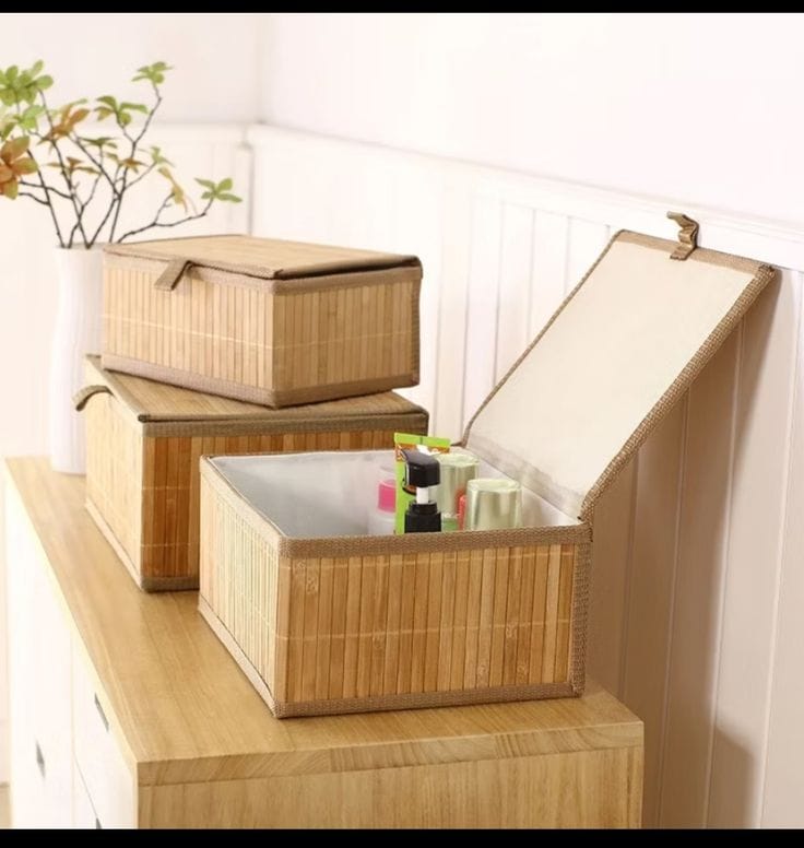 3in1 organising wicker baskets with cover