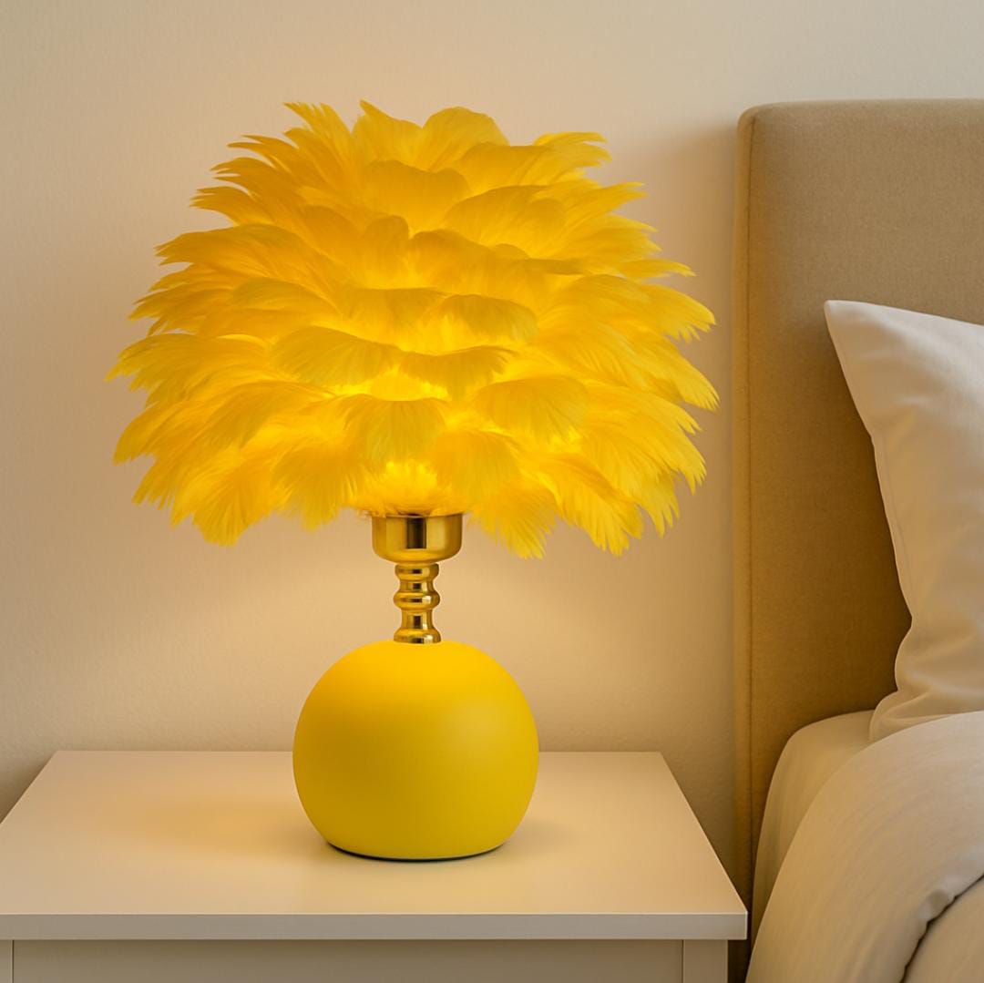 YELLOW 🟡Medium sizes Feathers like Bedside lamp