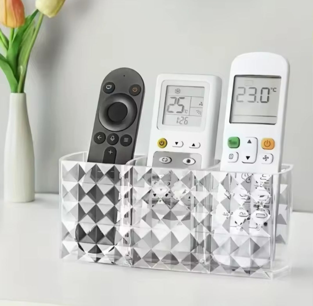 Diamond acrylic desktop/remote/makeup organizer
Partitioned