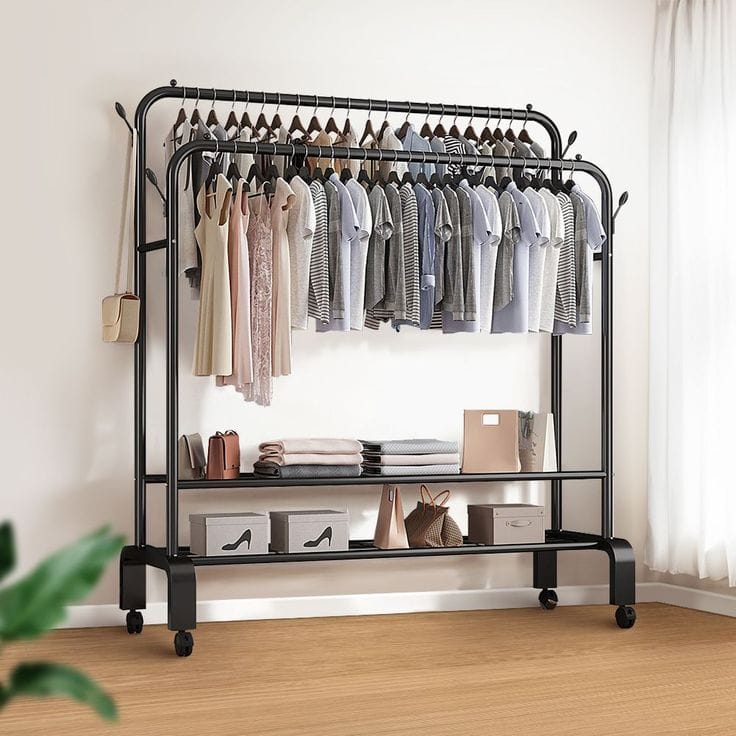 Heavy-Duty Double Rail Clothes Rack