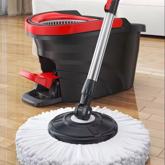 Black  spin mop bucket with a foot pedal