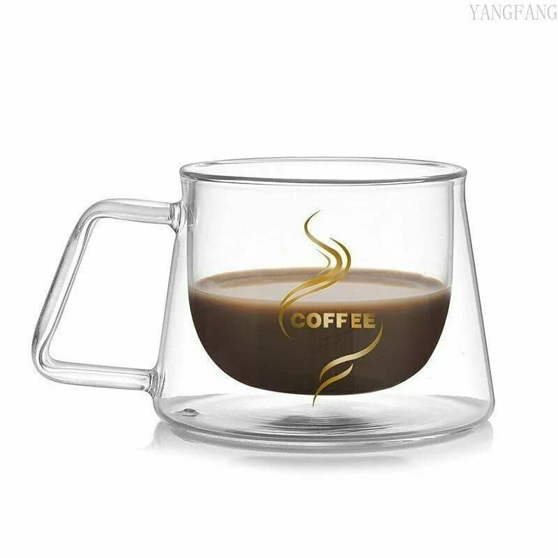 Heat-Resistant Borosilicate Double- Wall Glass Coffee Mug