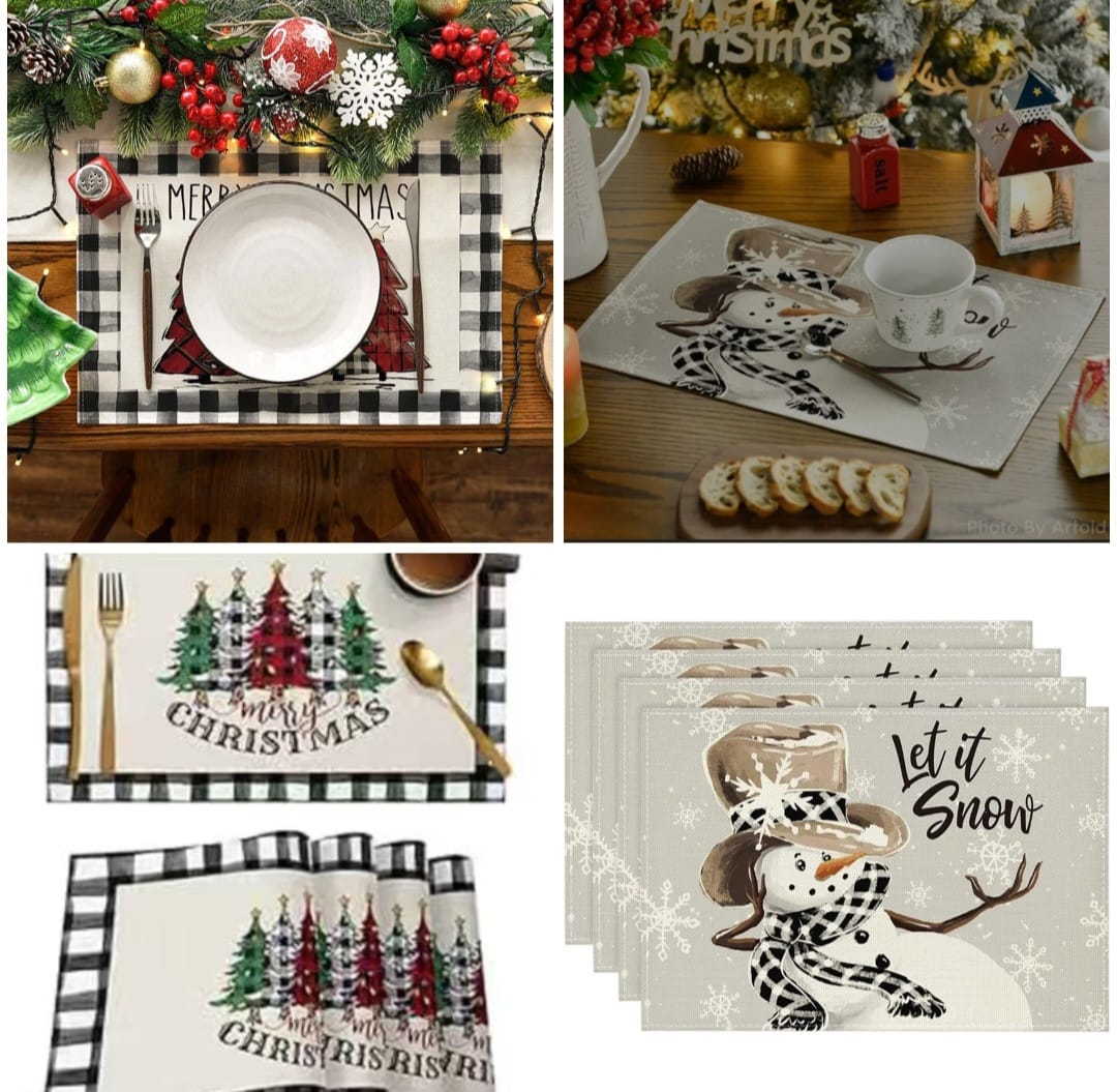 Plaid Christmas Rectangular Placemats Set of 2pcs 650/-