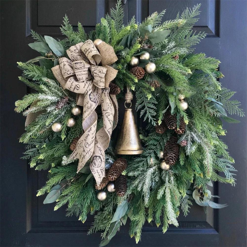 Christmas Wreath with Christmas Pine Cone Pine Needle Merry Christmas Garlands Decorations Ornaments