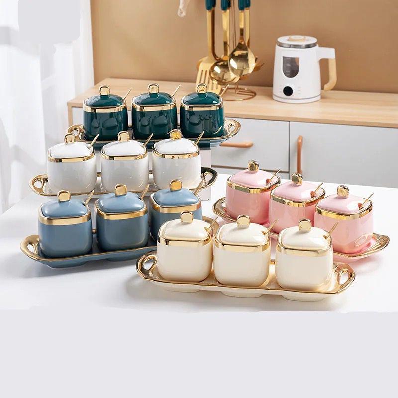 Ceramic seasoning jar set