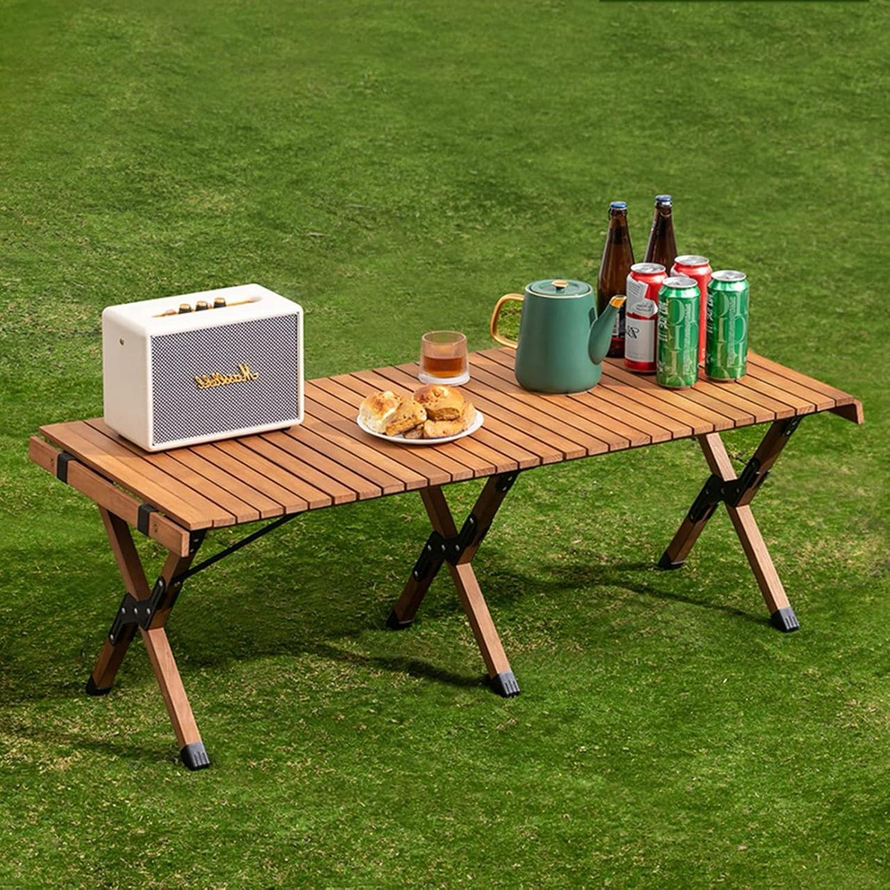 Foldable Camping Picnic Table With 4 chairs and storage box