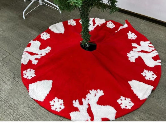 Snowflake Reindeer Christmas tree skirt available in size