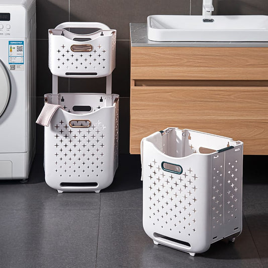 2-Tier Laundry Hamper with Wheels