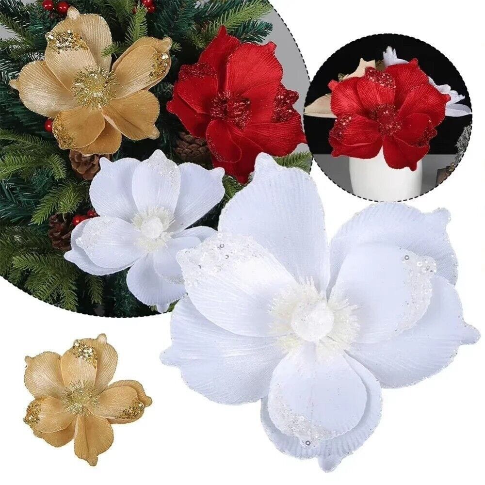 Red Artificial Flowers Champagne Christmas Flower Pendant New Simulation Pattern Diy Red Multi Layered Christmas Tree Decoration