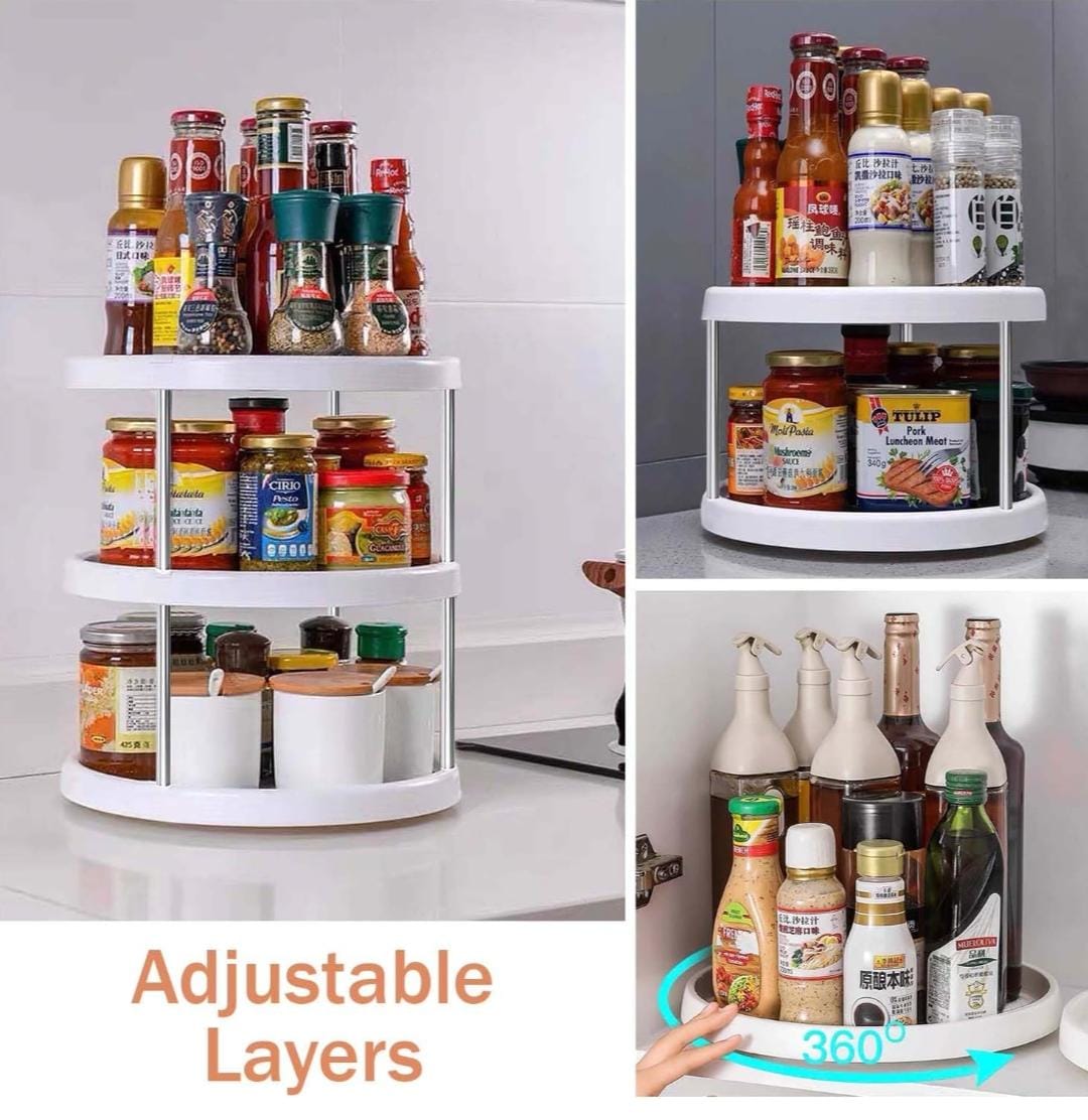 3 tier rotating kitchen storage rack