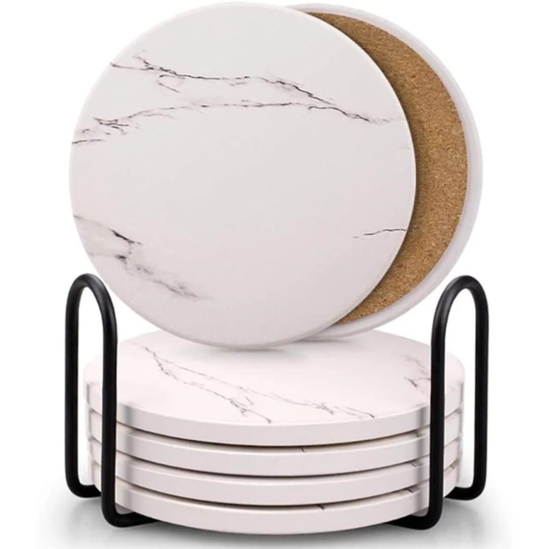 6 Pcs Marble Style Ceramic Coasters