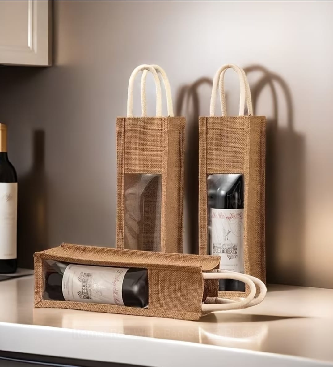 Rustic Christmas Jute Rope Wine Bottle Bags
