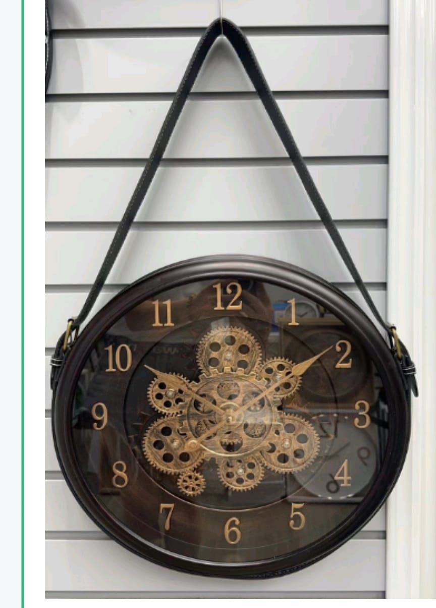 40cm luxury clock with rotating gears and hanging belt