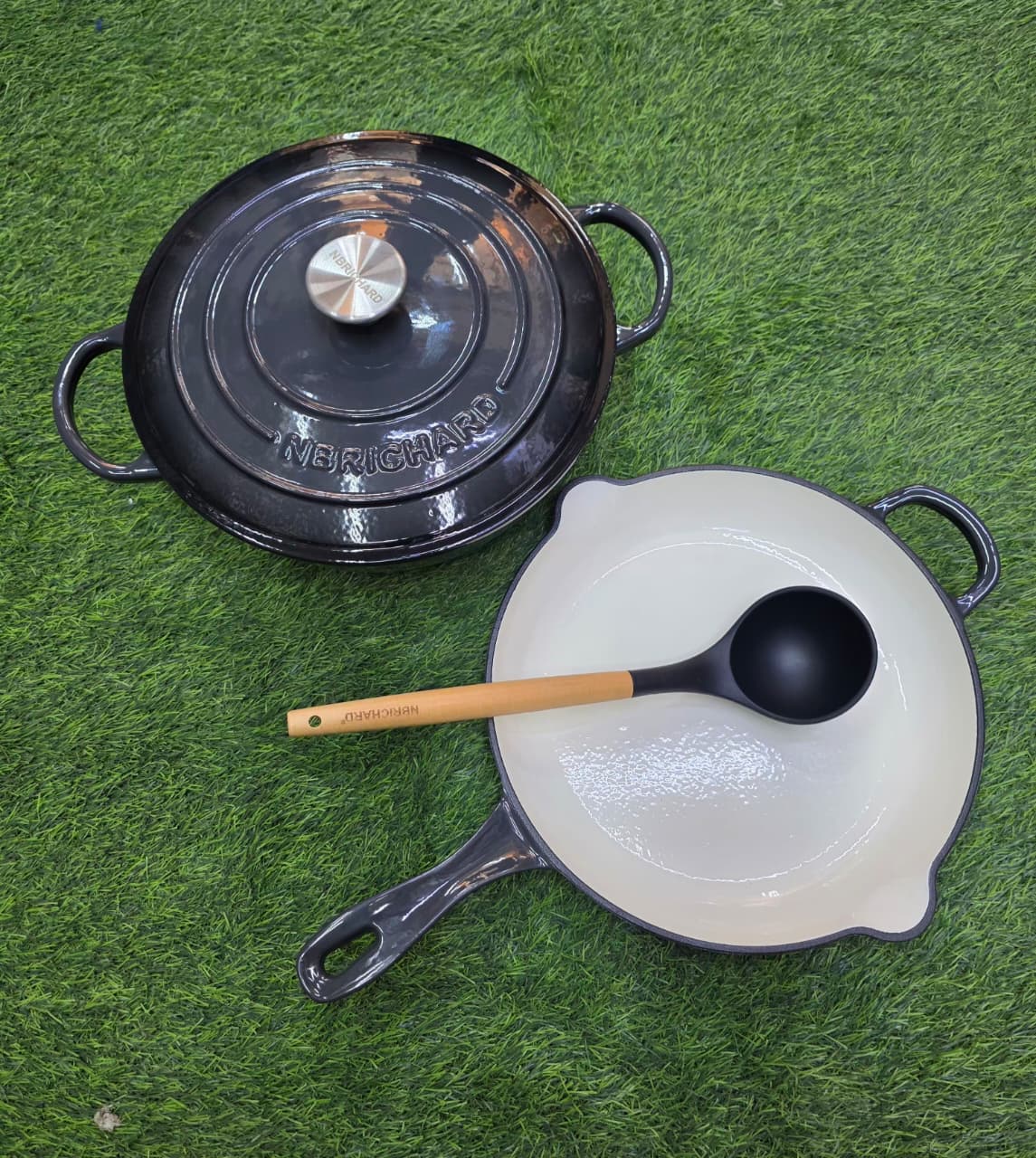 3 pcs Set Enamel Cast iron cooking pots