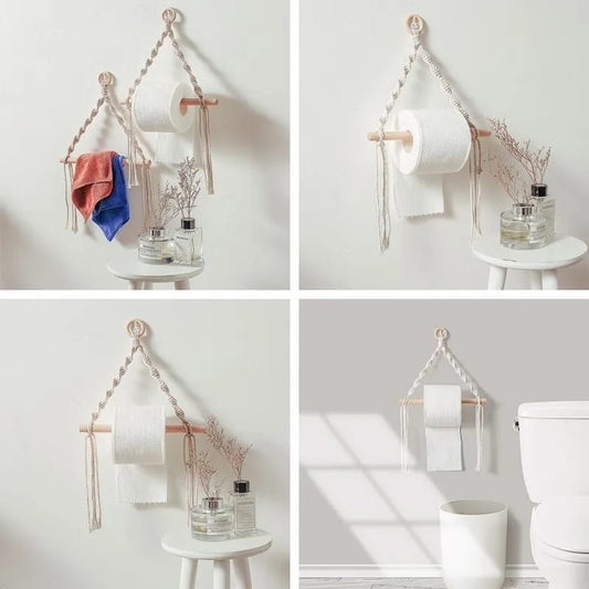 Toilet paper holder Tapestry towel hanging rope, bathroom Decoration
