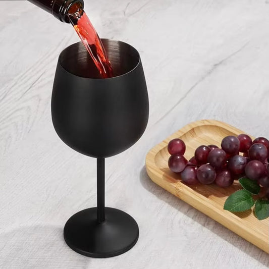6Pcs Matte Black Wine Glass Goblet