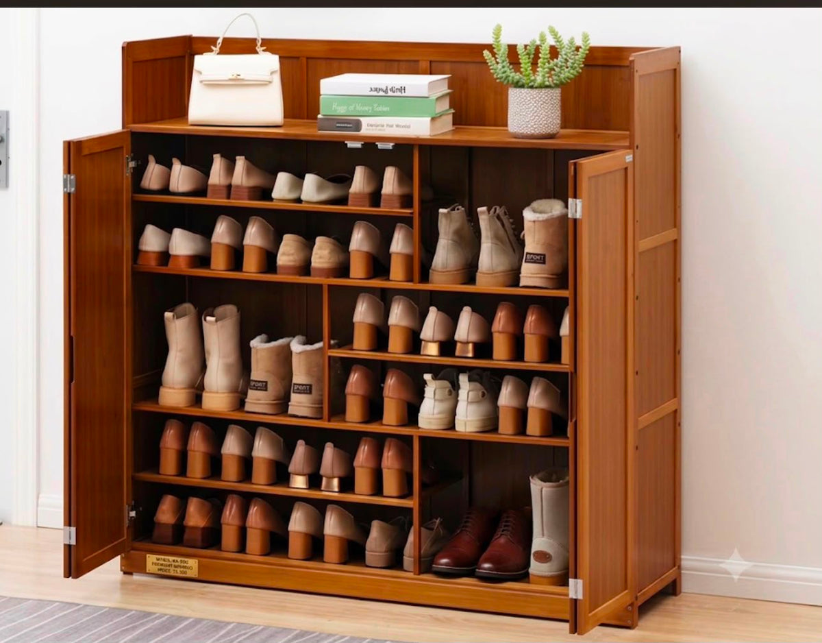 7Layer Varied Shoe Height Bamboo Shoe Cabinet