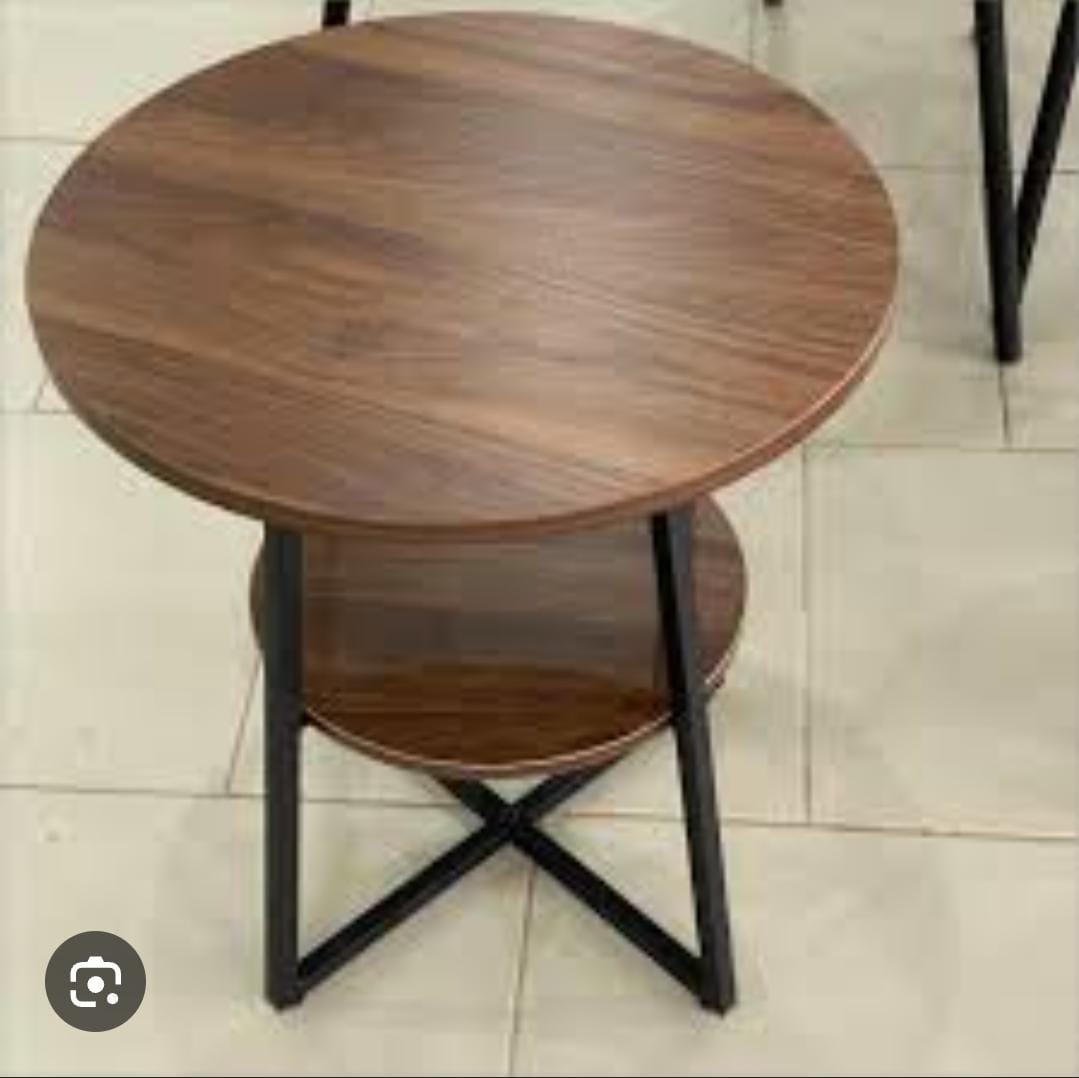 2 layer round 3 legged metal frame table