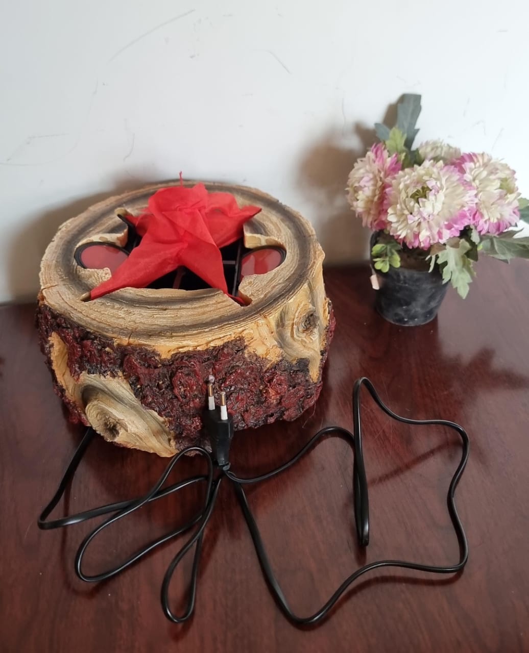 Electric Wooden tree stump Fireplace decor display piece