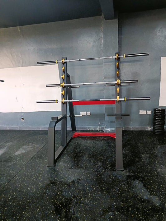 Commercial-grade barbell storage rack