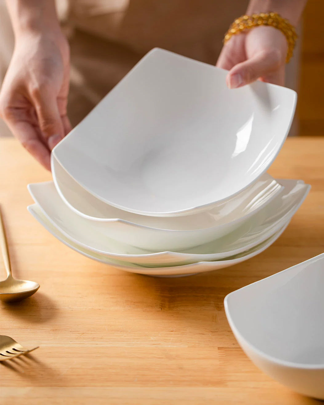 Bone chine square soup plate