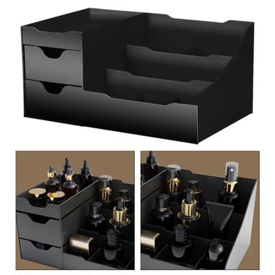 Black Multi-Compartment Cosmetic & Skincare Organizer