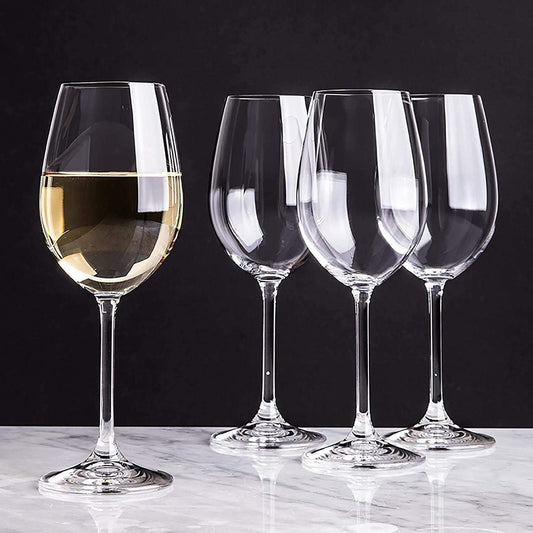 Crystal clear long stem red wine glasses