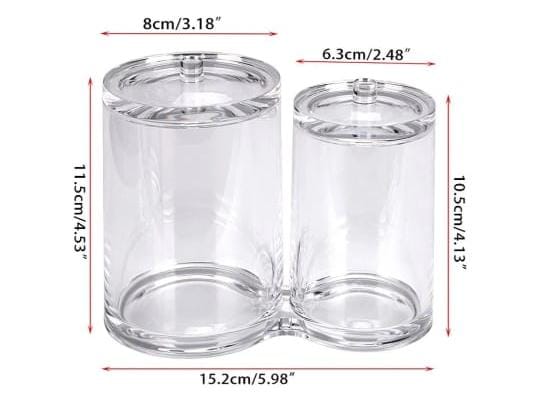 2 in 1 Acrylic round cotton swab holder/ makeup brush holder