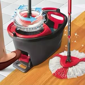 Black  spin mop bucket with a foot pedal