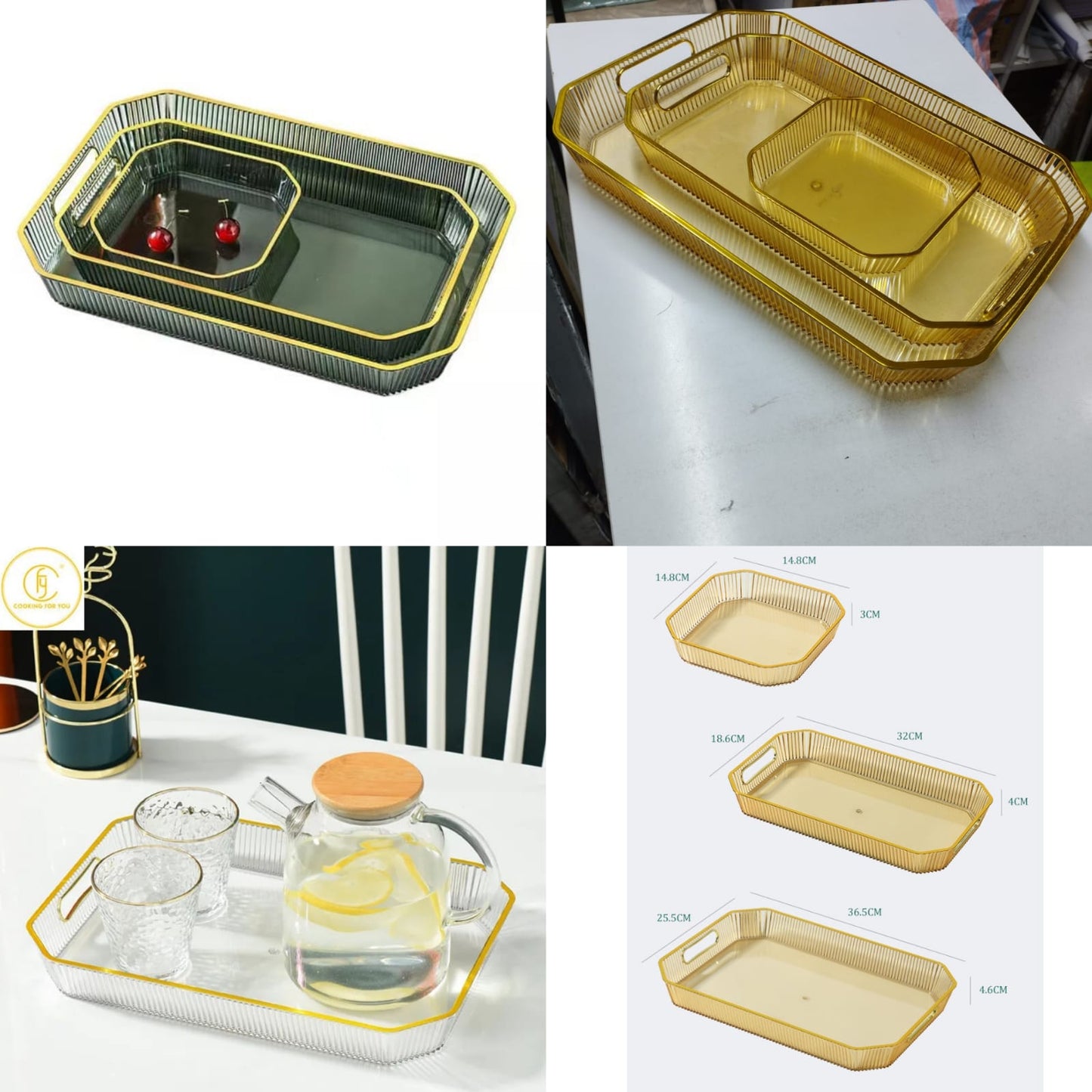 3PCS Nordic Multipurpose Rectangular Storage Tray