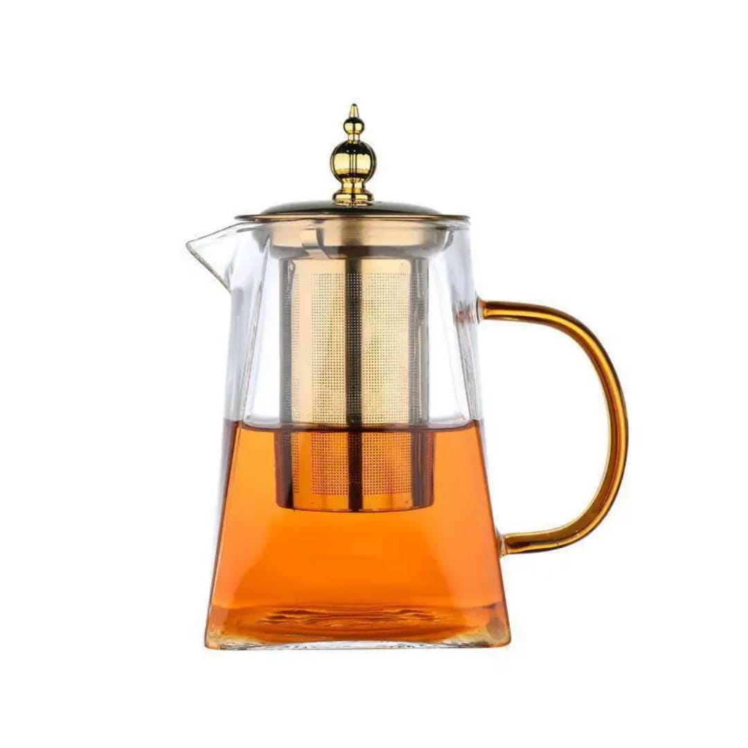 New Heat Resistant Glass Teapot With Stainless Steel Infuser Heated 1 Tea Pot Good Clear Kettle Square Filter Baskets