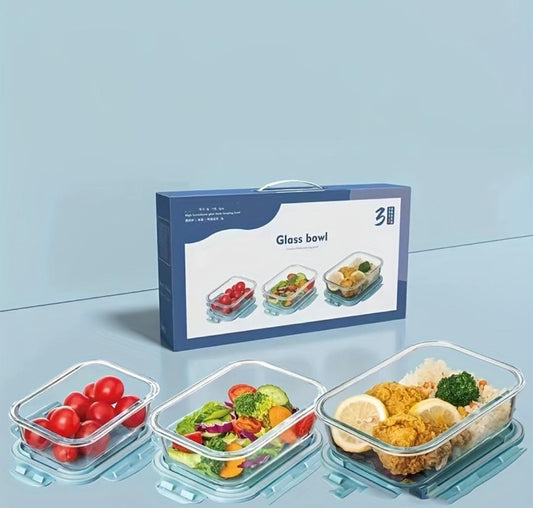 3Pcs Glass Lunch Box