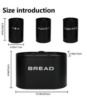 Unique and elegant bread storage bin with 3pcs canisters