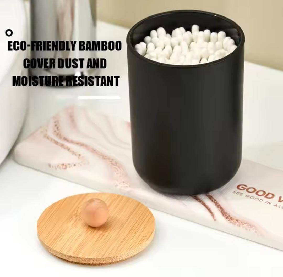 Alloy swab container with bamboo lid