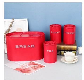 Unique and elegant bread storage bin with 3pcs canisters