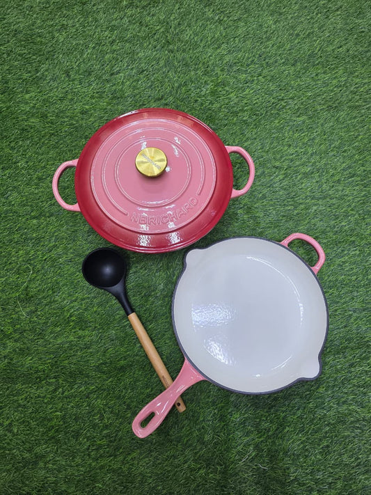 3 pcs Set Enamel Cast iron cooking pots