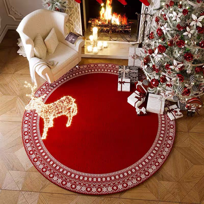 Christmas Circular Carpet Washable Anti Slip