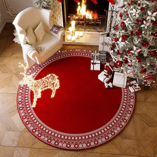 Christmas Circular Carpet Washable Anti Slip