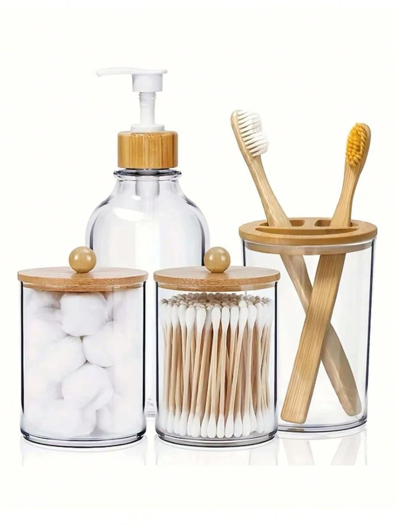 4pcs Bamboo Bathroom Accessories