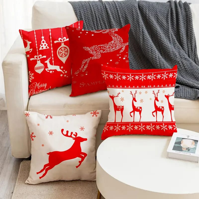1pc Cushion Cover 45x45  Christmas Decorations For Home Santa Claus Printed Pillow Case