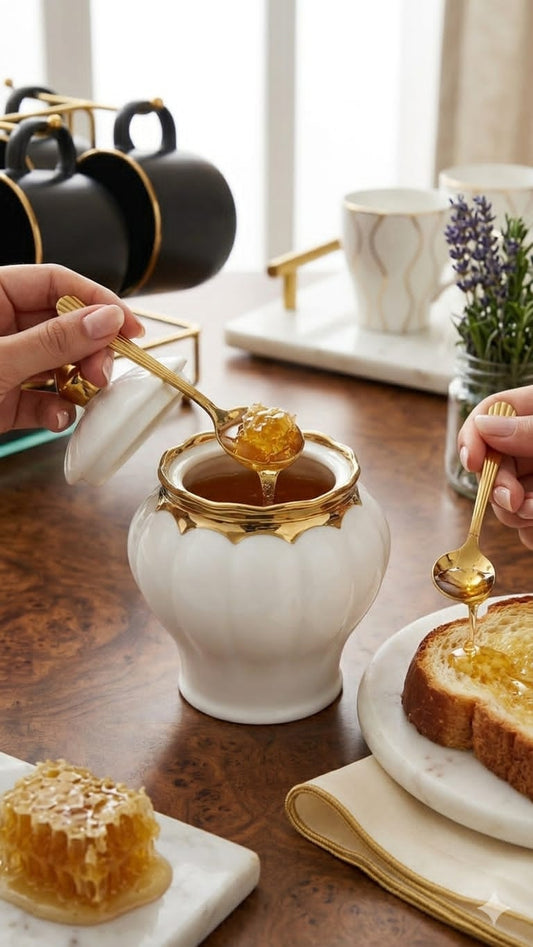 Pumpkin white and gold sugar dish