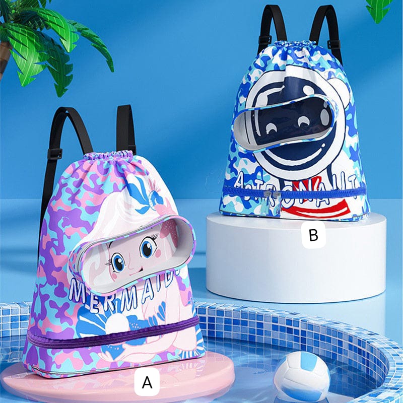 Kids swimming bags with goggles  slot and shoe compartment