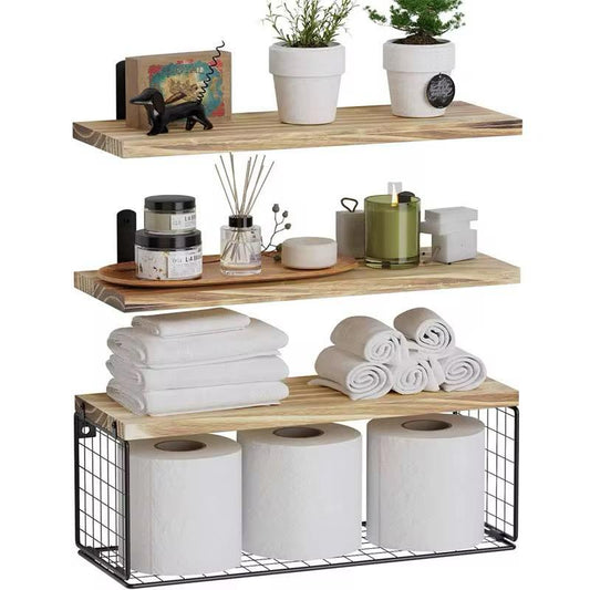 Solid pine wood bathroom floating shelves Size