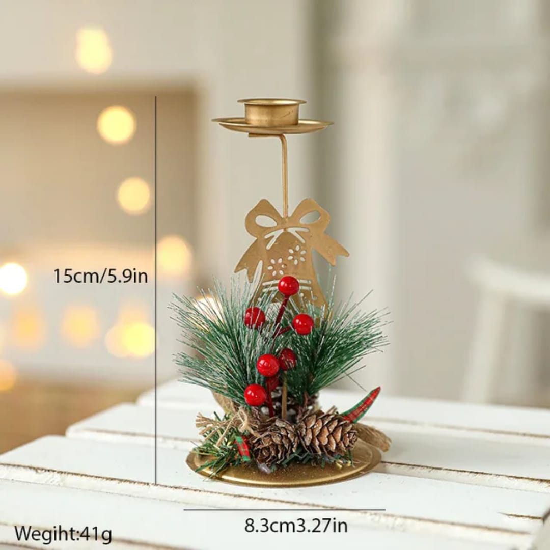 Christmas Candle Holder Santa Claus Elk tree Golden Iron Candlestick New Year Table Ornaments Xmas Gift Decor for home