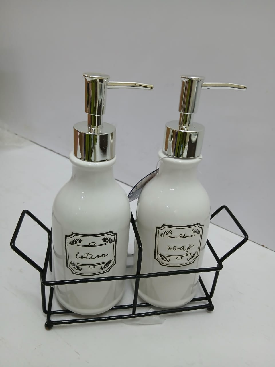 Soap and lotion dispenser set with stand