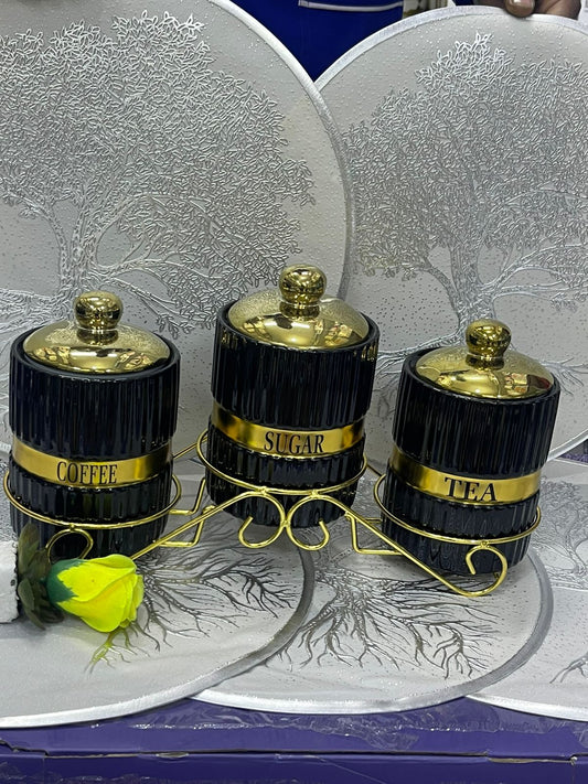 Black ribbed canister