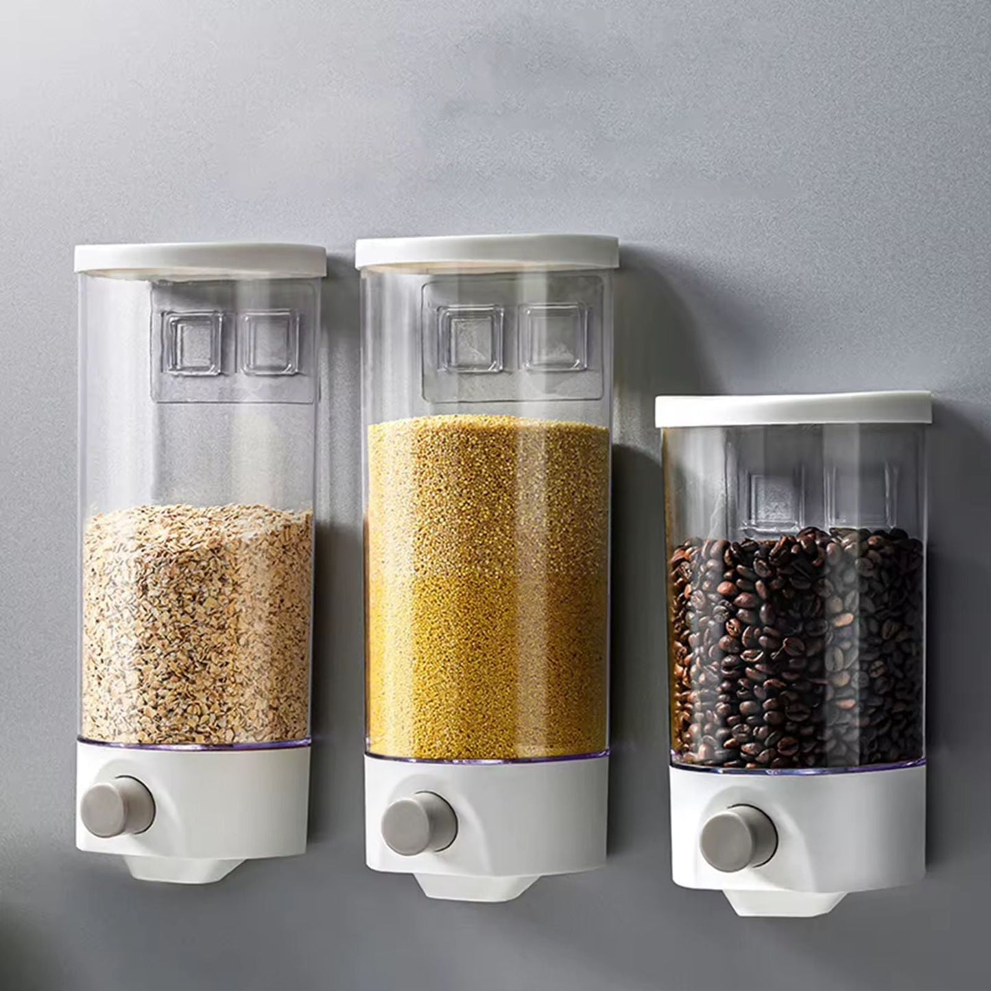 1kg (single pc) Wall Mounted Separate Rice Bucket Kitchen Cereal Dispenser Transparent Grain Jar Food Storage Box Container Sealed Tanks