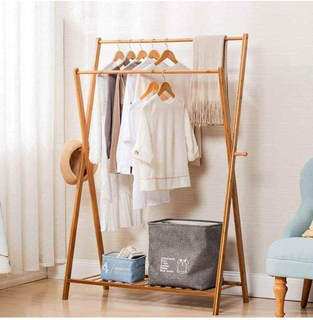 Bamboo cloth hanging rack