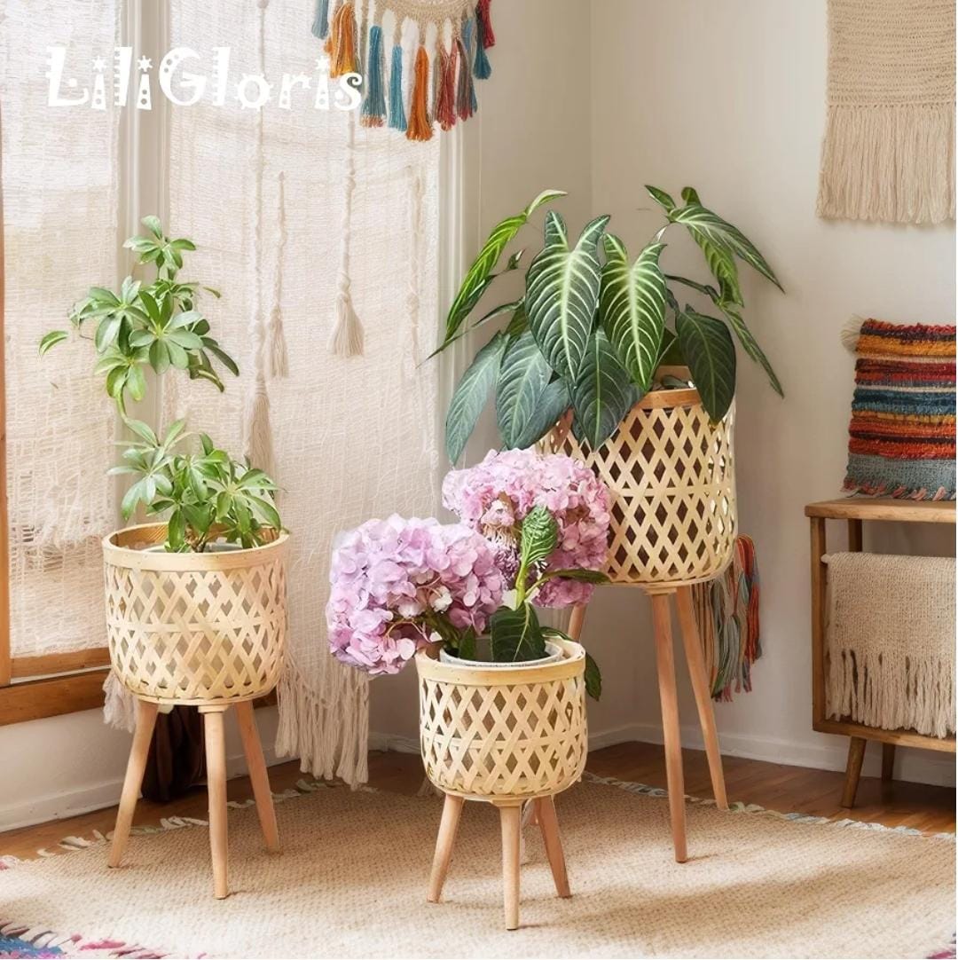 Boho Rattan plant stand