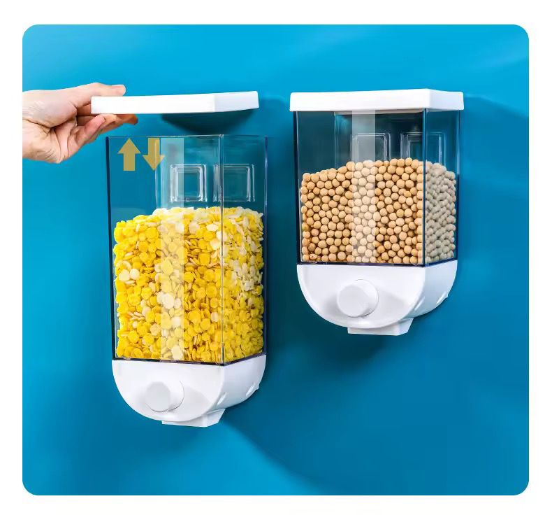 1kg (single pc) Wall Mounted Separate Rice Bucket Kitchen Cereal Dispenser Transparent Grain Jar Food Storage Box Container Sealed Tanks